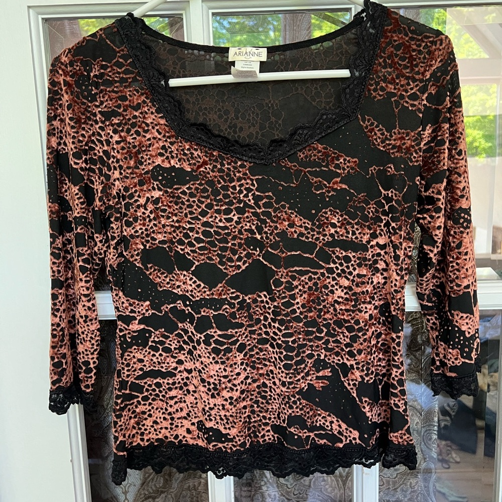 Sheer Velvet and Mesh Top